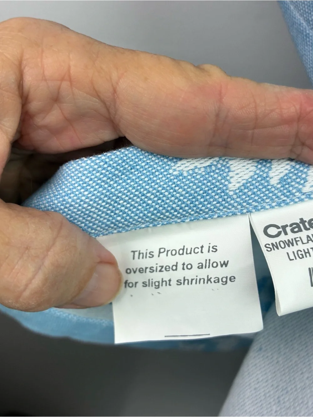 Crate & Barrel Snowflake Jaquard Cloth Light Blue Tablecloth 54” x 54”